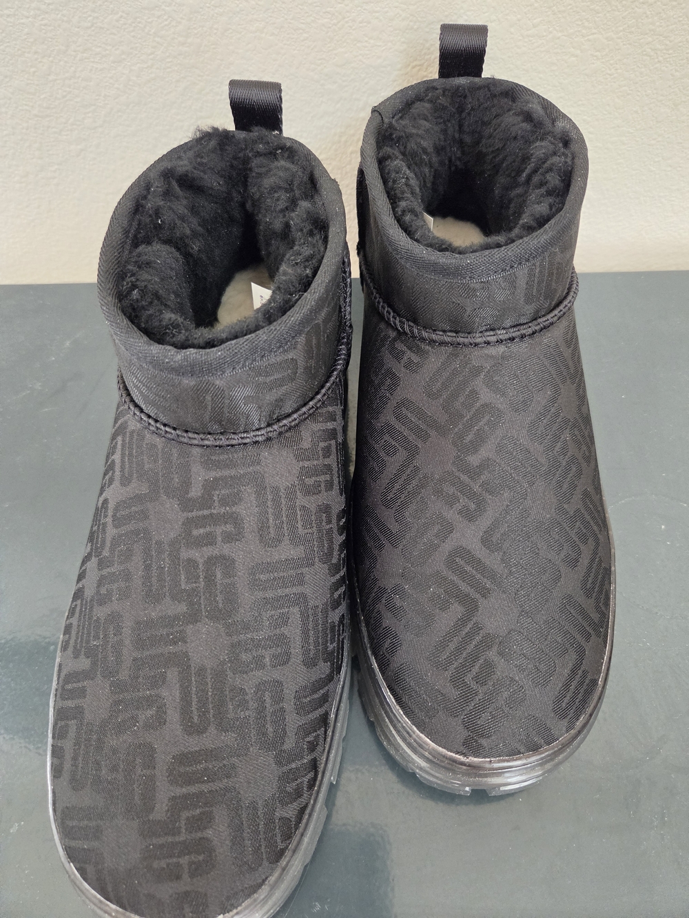 NIB UGG Classic Ultra Mini Monogram Boots Black Women's 9 - Picture 3 of 12